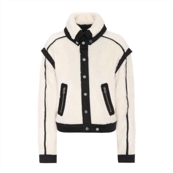 Veronica Beard Anita Faux Shearling/Leather Jacket Cream & Black XS - Picture 5 of 15